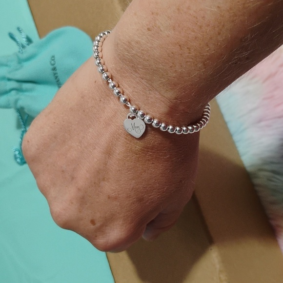 SALE! Auth Tiffany & Co. Sterling Silver 925 Beaded Heart Charm BraceleT - Picture 9 of 12